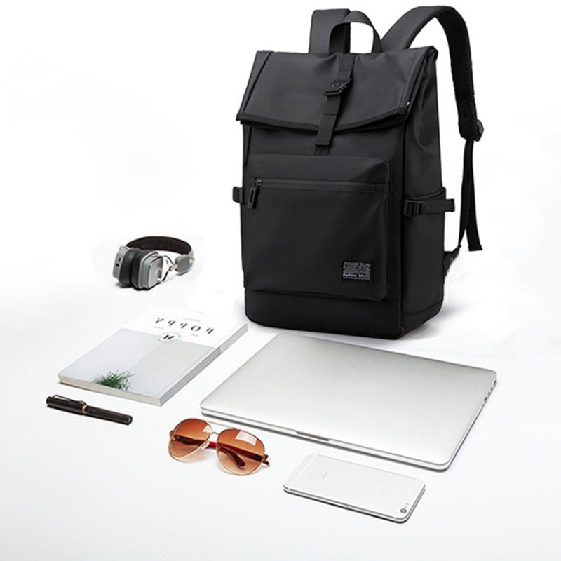 16-Inch Laptop Backpack Large Capacity Oxford Cloth Travel Bag - Black