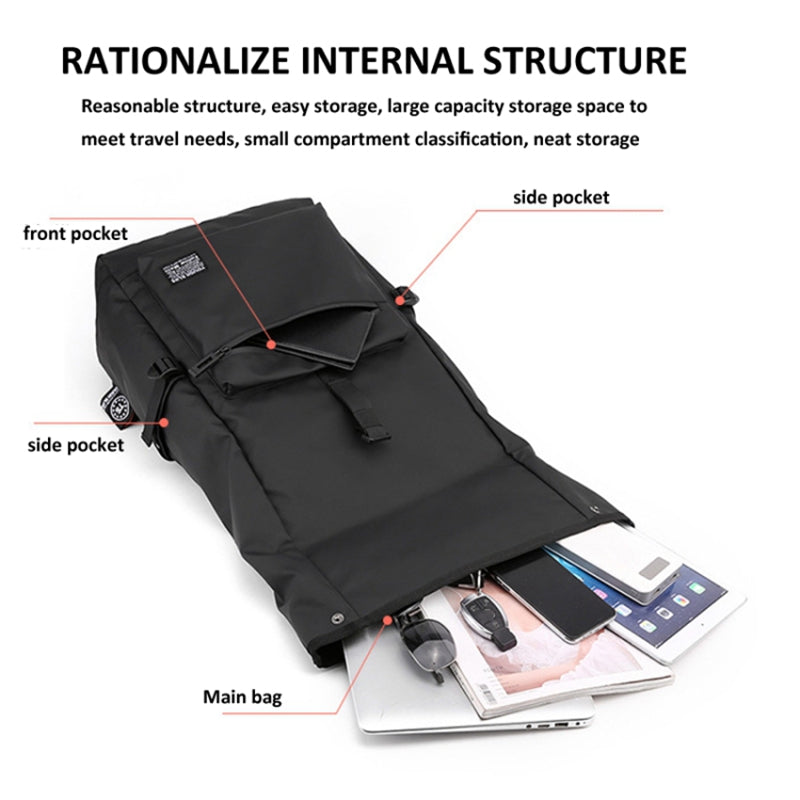 16-Inch Laptop Backpack Large Capacity Oxford Cloth Travel Bag - Black