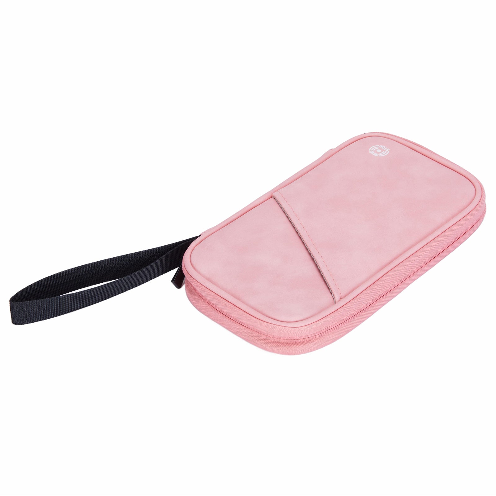 PU Multifunctional Phone Accessories Storage Bag, Passport Pouch with Small Hanging Rope - Pink