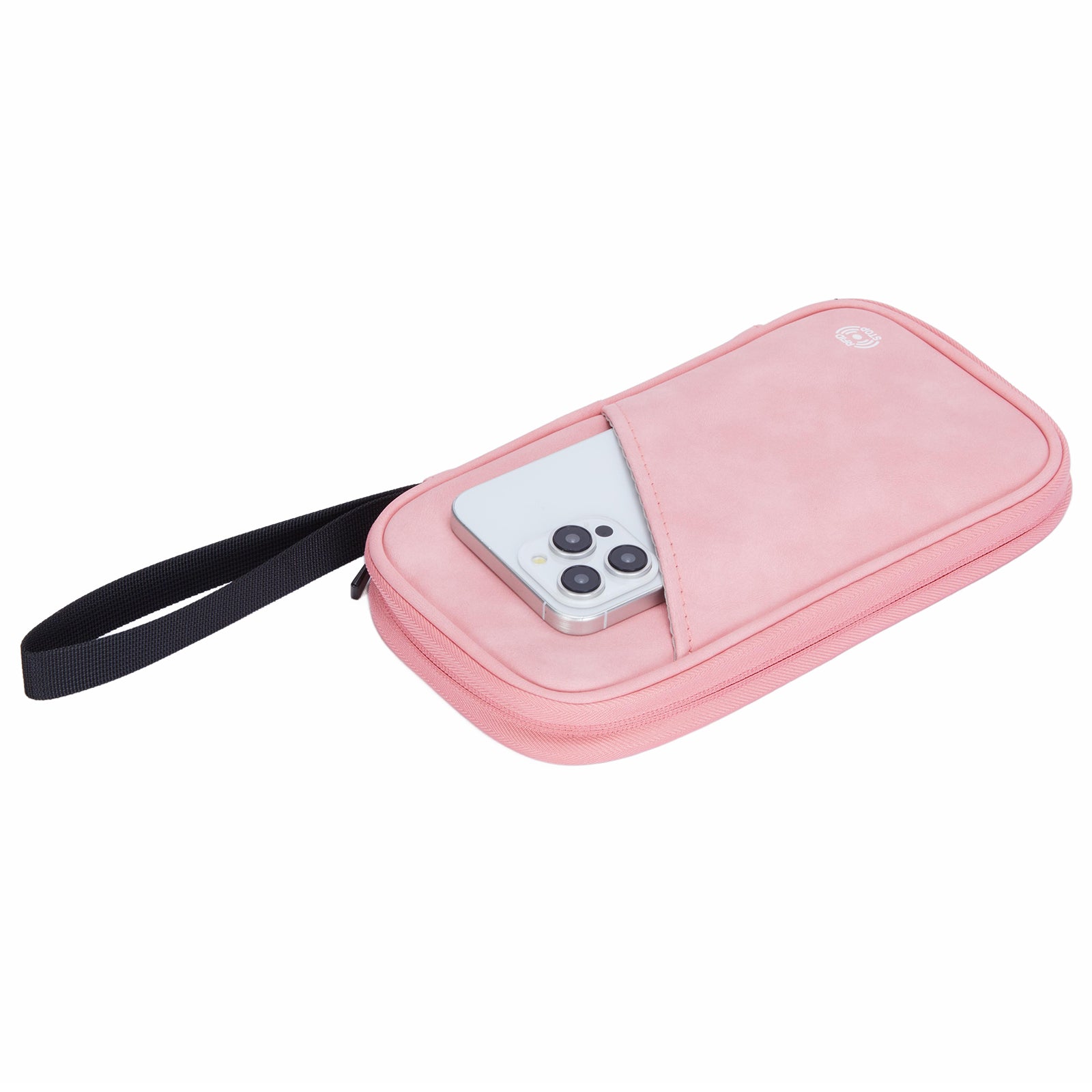 PU Multifunctional Phone Accessories Storage Bag, Passport Pouch with Small Hanging Rope - Pink