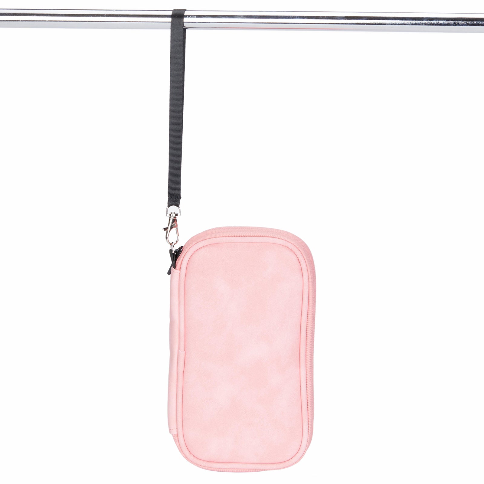 2-Layer Data Cable Storage Bag PU Leather Digital Accessories Organizer Pouch - Pink
