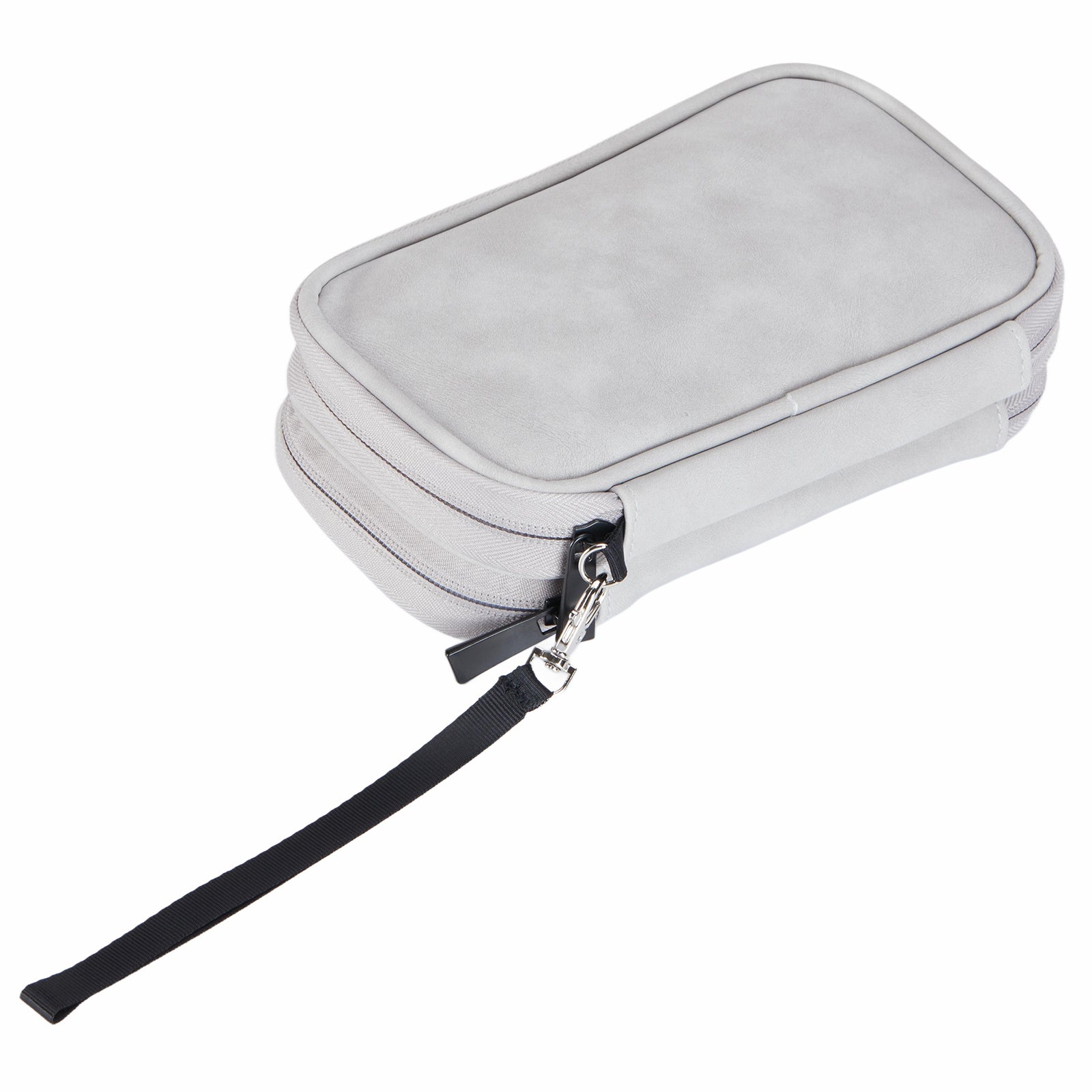 2-Layer Data Cable Storage Bag PU Leather Digital Accessories Organizer Pouch - Pink