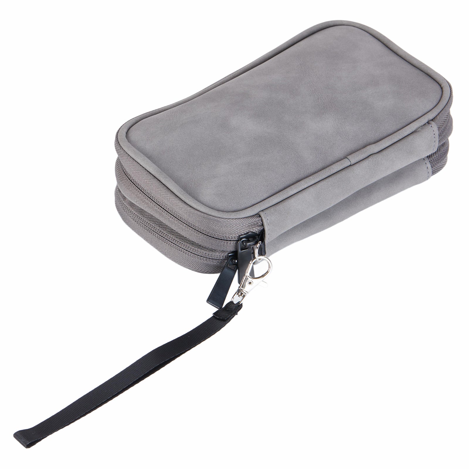 2-Layer Data Cable Storage Bag PU Leather Digital Accessories Organizer Pouch - Pink