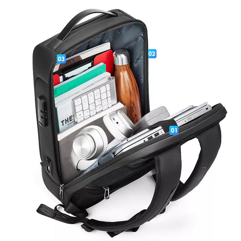 MINGLU ML22088-15.6 Inch Universal Dual Shoulder Laptop Backpack Oxford Cloth Notebook Storage Bag - Black
