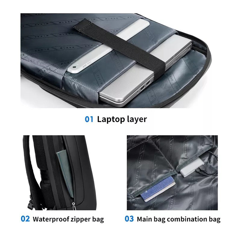 MINGLU ML22088-15.6 Inch Universal Dual Shoulder Laptop Backpack Oxford Cloth Notebook Storage Bag - Black
