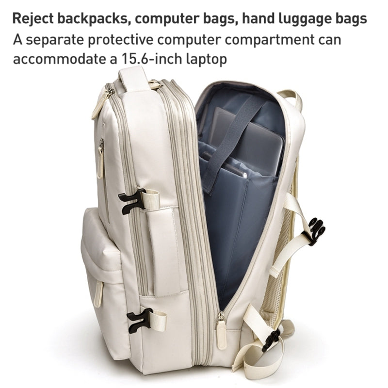 Travel Backpack Fit 15.6 Inch Laptop Computer Work Bag with USB Charging Port - Beige