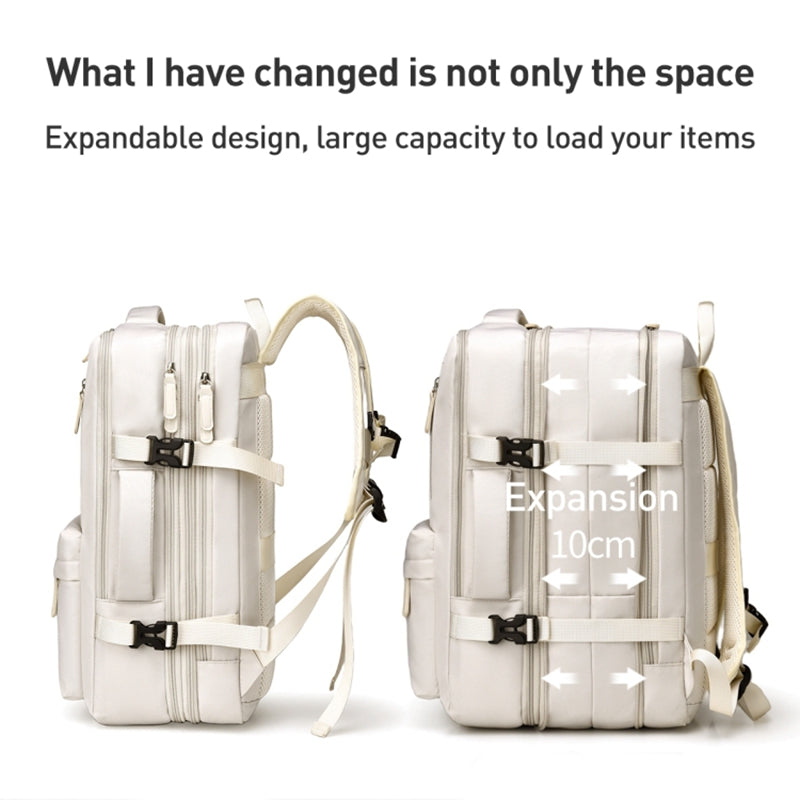 Travel Backpack Fit 15.6 Inch Laptop Computer Work Bag with USB Charging Port - Beige