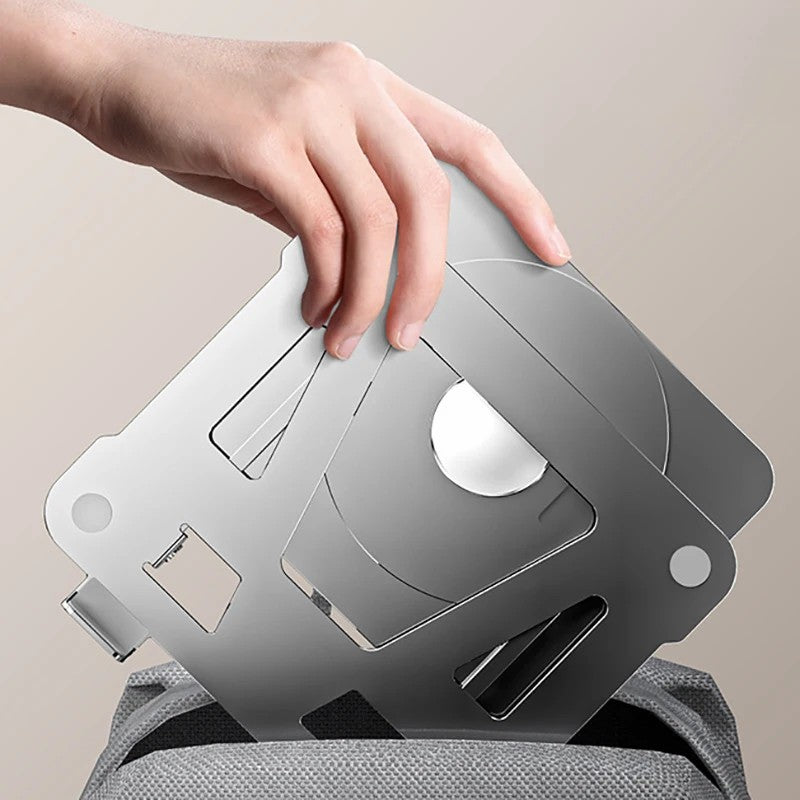 360-Degree Rotatable Desktop Tablet Holder Stand Foldable Aluminum Alloy Tablet Bracket - Silver / Trapezoid