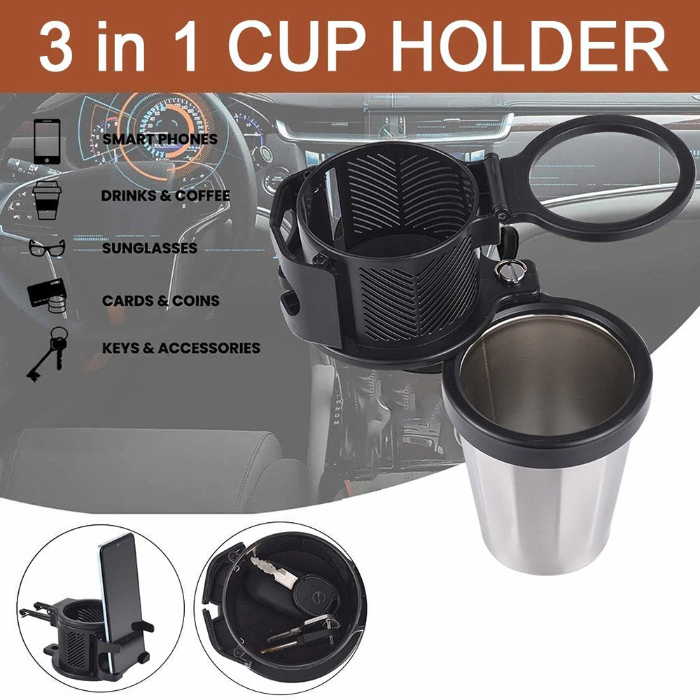 360° Rotation Vehicle Cup Holder Heat Preservation 3 in 1 Foldable Cell Phone Mount