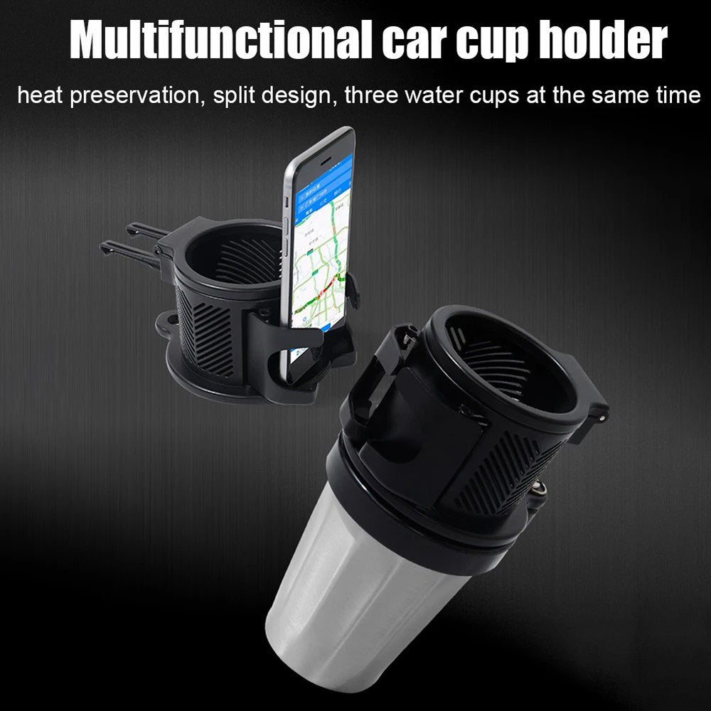 360° Rotation Vehicle Cup Holder Heat Preservation 3 in 1 Foldable Cell Phone Mount