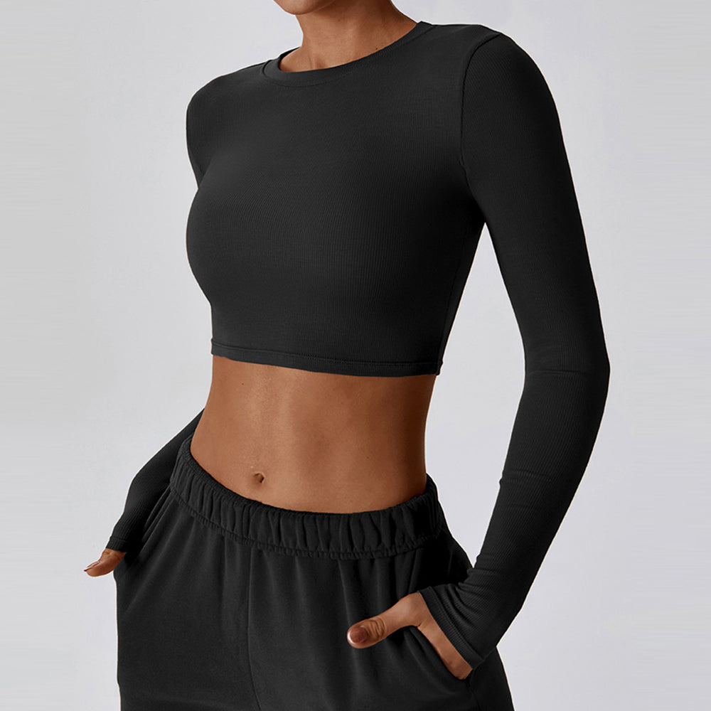 8188 Slim Fit Yoga Long Sleeve T-shirt Women Fitness Running Sports Crop Top