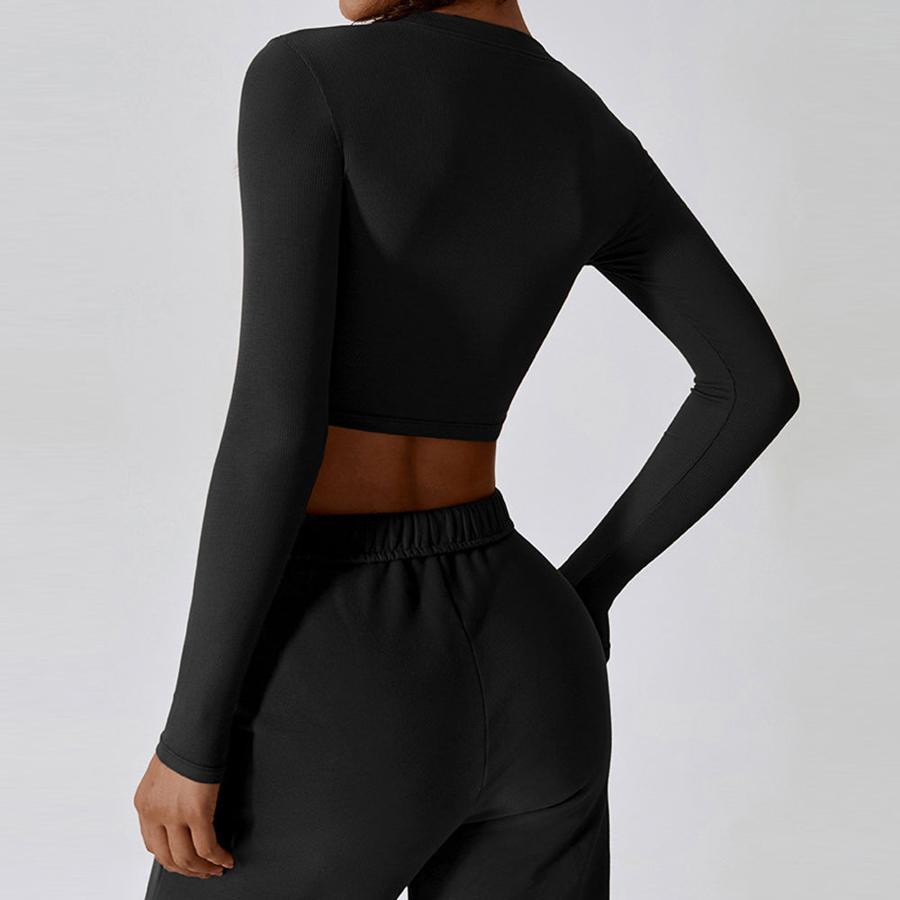8188 Slim Fit Yoga Long Sleeve T-shirt Women Fitness Running Sports Crop Top