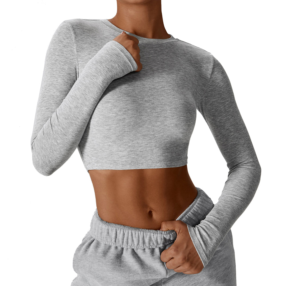 8188 Slim Fit Yoga Long Sleeve T-shirt Women Fitness Running Sports Crop Top