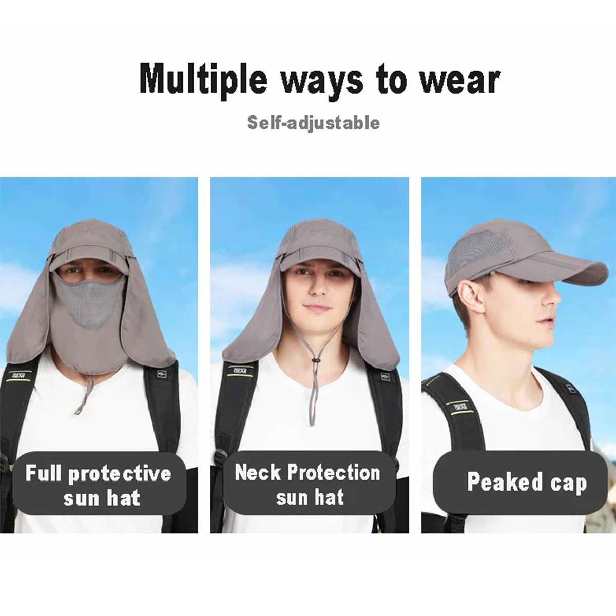 OUTFLY B12038 Anti-UV Outdoor Sun-proof Hat Quick-drying Face Neck Flap Anti-sun Hat