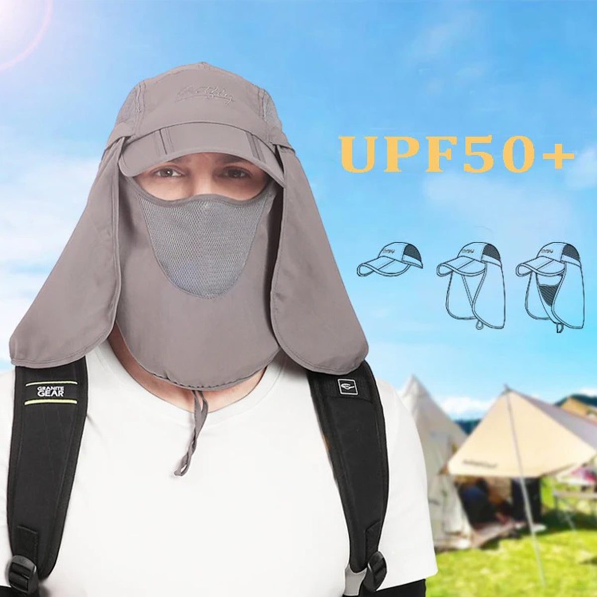 OUTFLY B12038 Anti-UV Outdoor Sun-proof Hat Quick-drying Face Neck Flap Anti-sun Hat