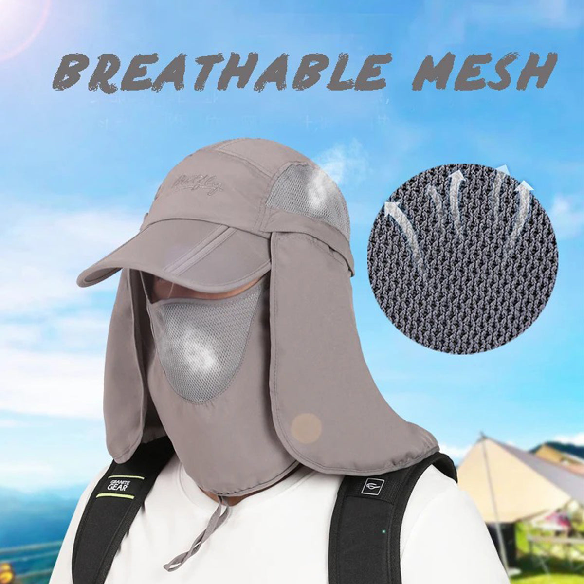 OUTFLY B12038 Anti-UV Outdoor Sun-proof Hat Quick-drying Face Neck Flap Anti-sun Hat