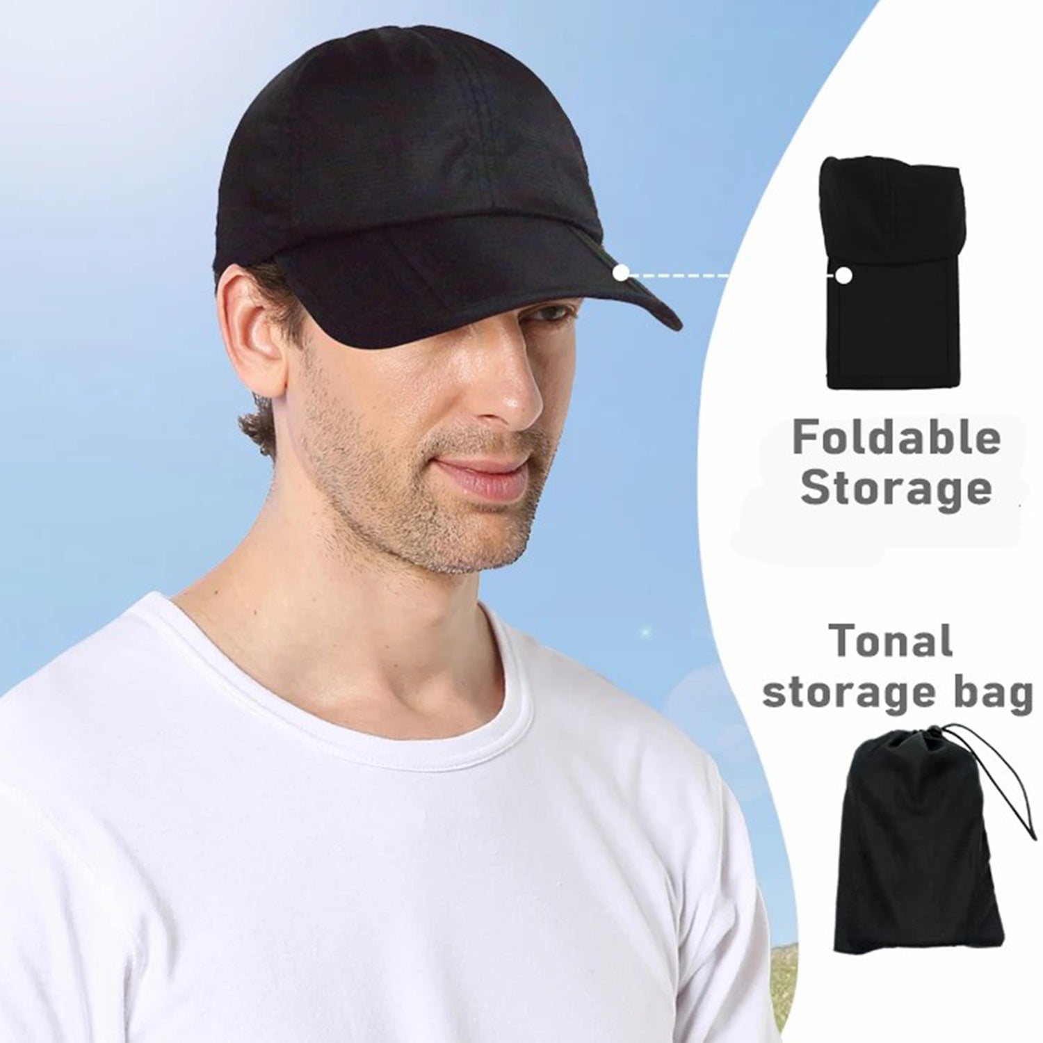 OUTFLY A13003 Summer Outdoor Sun-proof Hat Foldable Lengthen Brim Baseball Cap