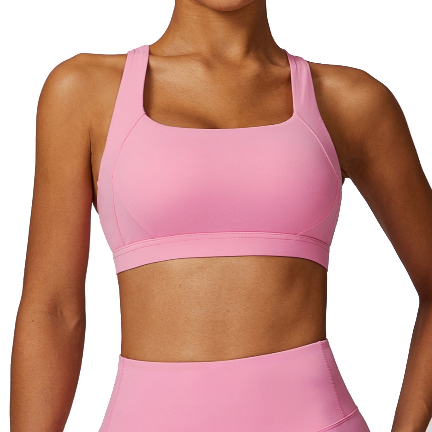 8047 Cross Back Design Women Shockproof Sports Bra Slim Fit Running Fitness Yoga Tank Vest