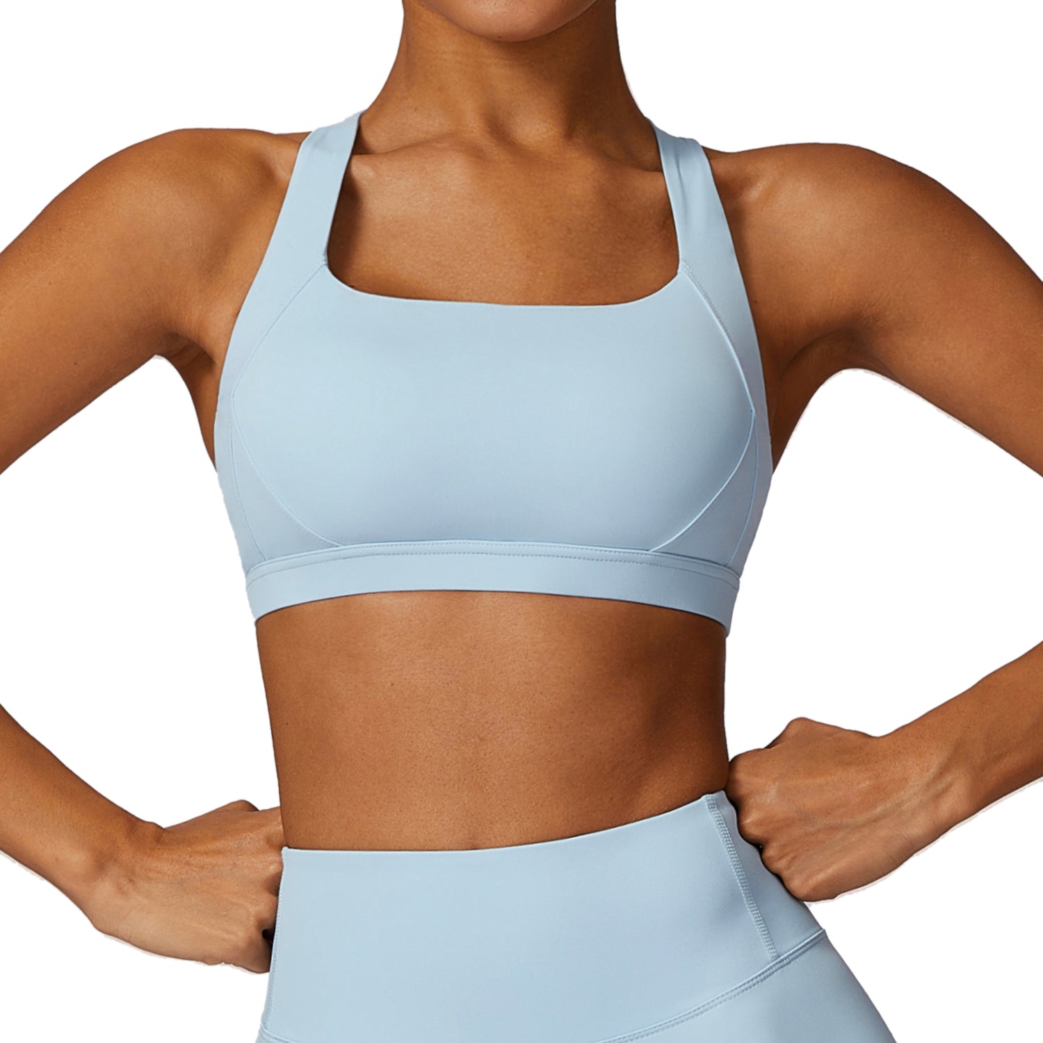 8047 Cross Back Design Women Shockproof Sports Bra Slim Fit Running Fitness Yoga Tank Vest