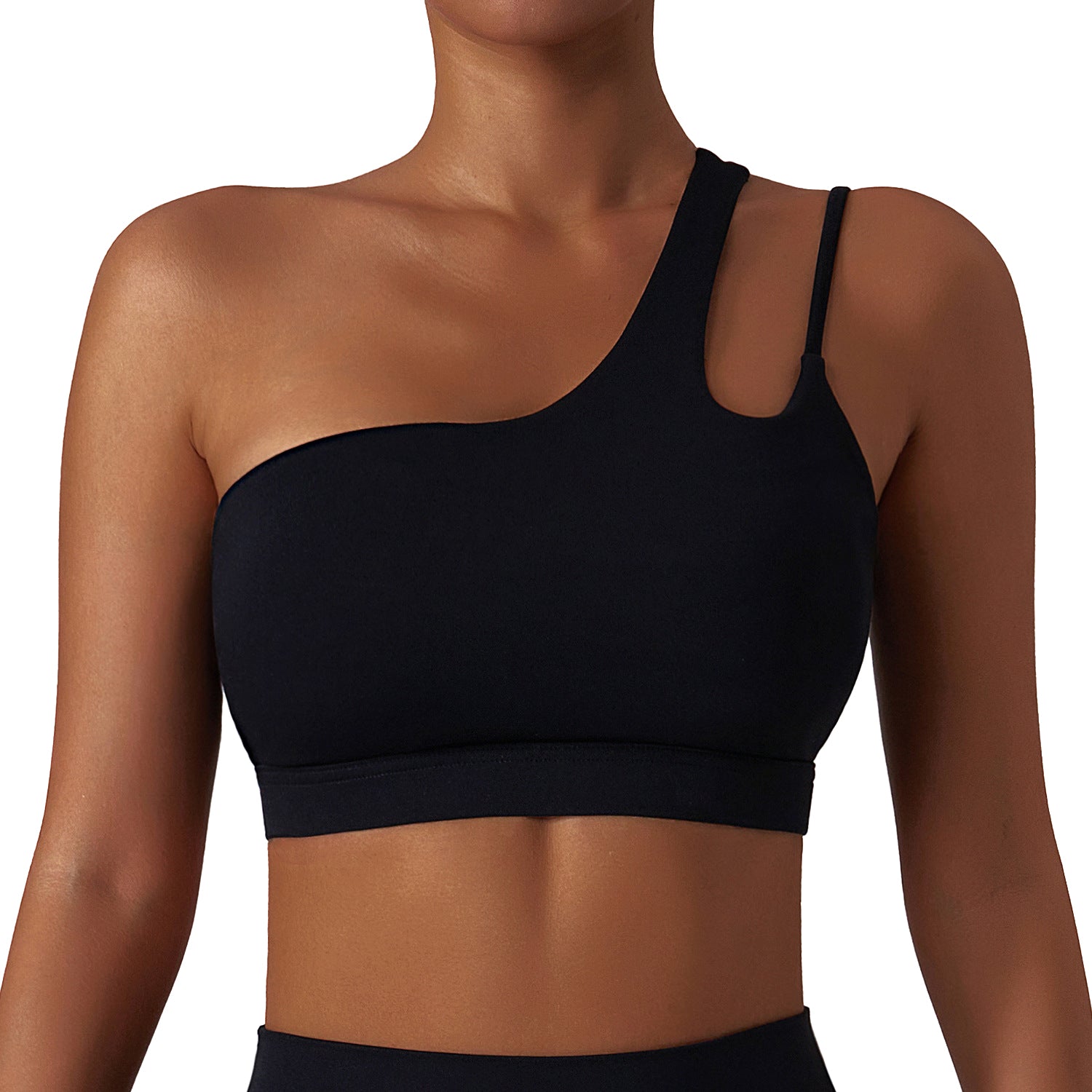 BWX6425-2 Women Shock-proof Sports Bra Single Shoulder Straps Yoga Running Fitness Bra