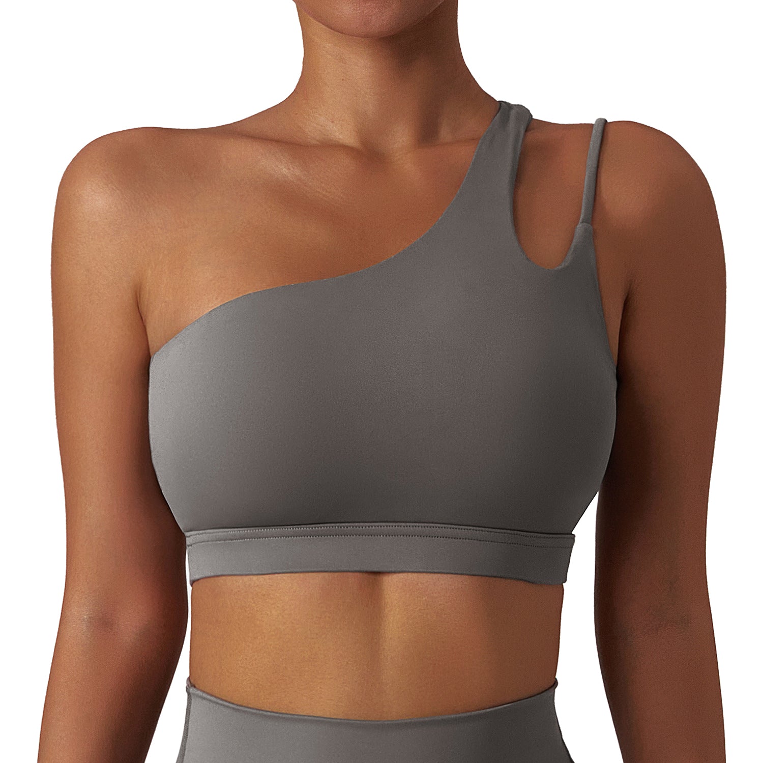 BWX6425-2 Women Shock-proof Sports Bra Single Shoulder Straps Yoga Running Fitness Bra