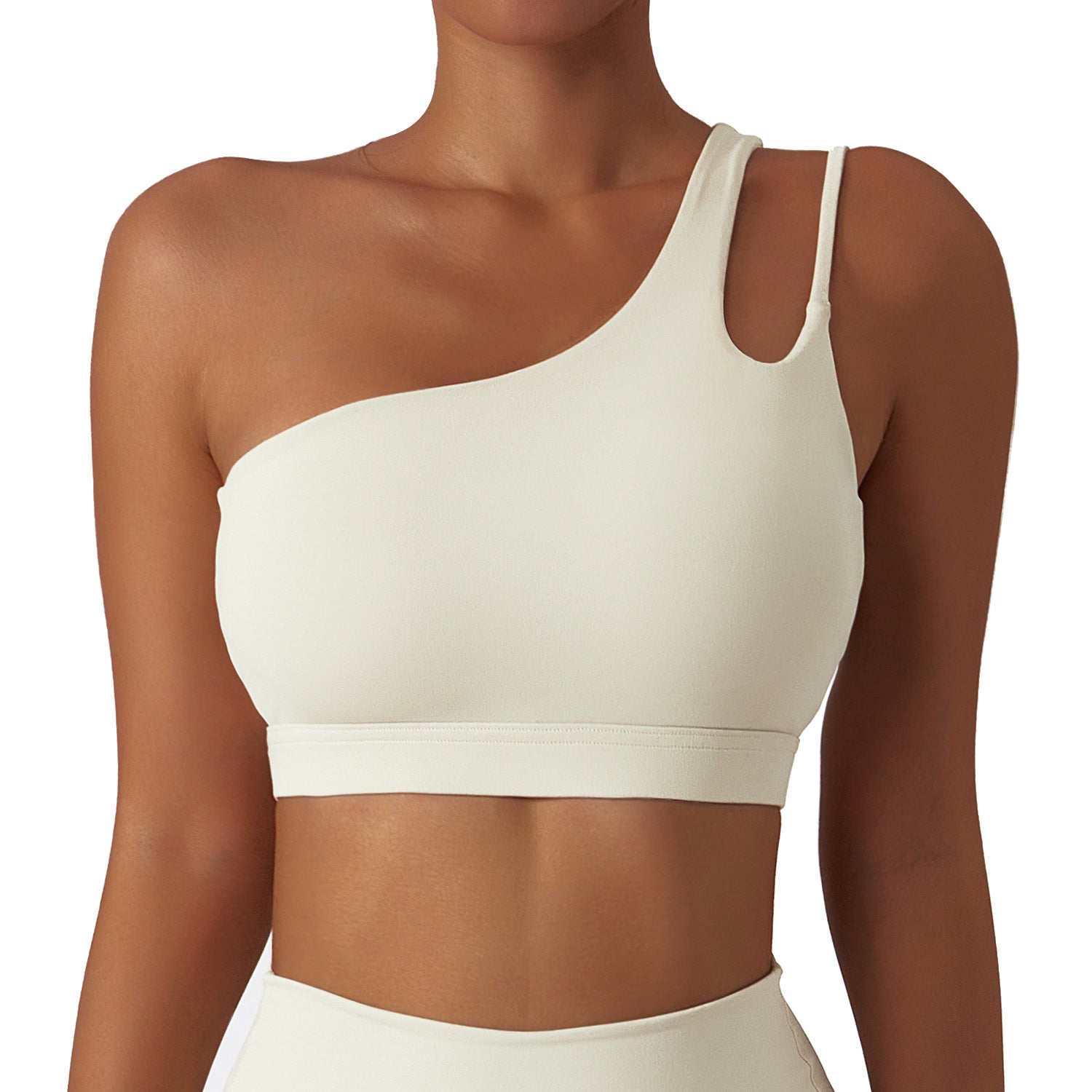 BWX6425-2 Women Shock-proof Sports Bra Single Shoulder Straps Yoga Running Fitness Bra