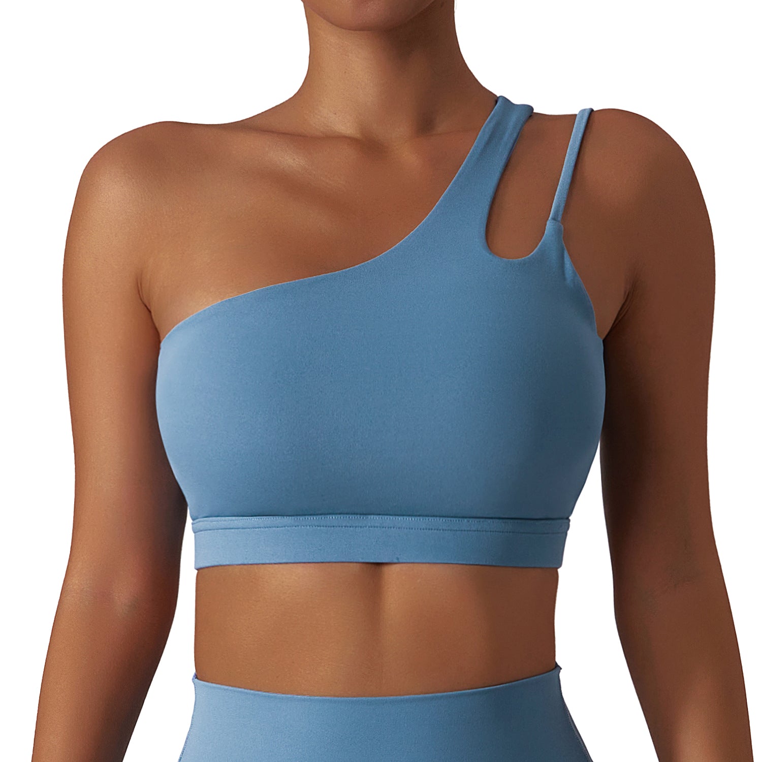BWX6425-2 Women Shock-proof Sports Bra Single Shoulder Straps Yoga Running Fitness Bra