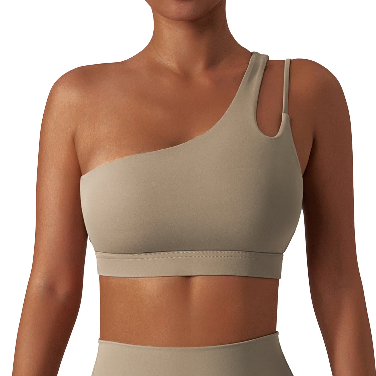 BWX6425-2 Women Shock-proof Sports Bra Single Shoulder Straps Yoga Running Fitness Bra