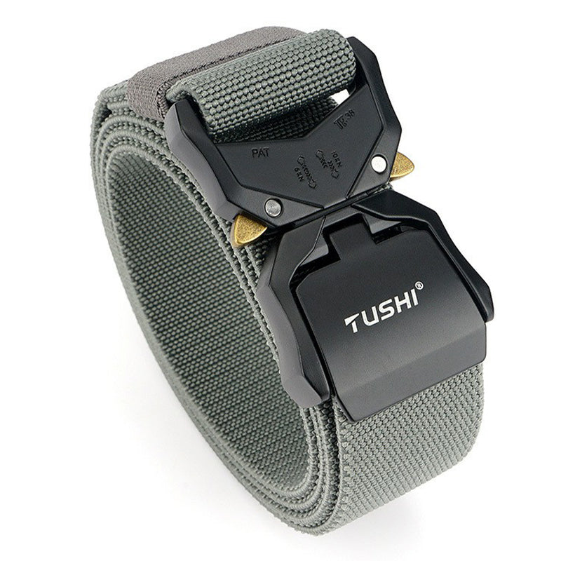 TUSHI 3.8cm Men Tactical Belt Military Nylon Waistband with Aluminum Alloy Quick Release Buckle - Black