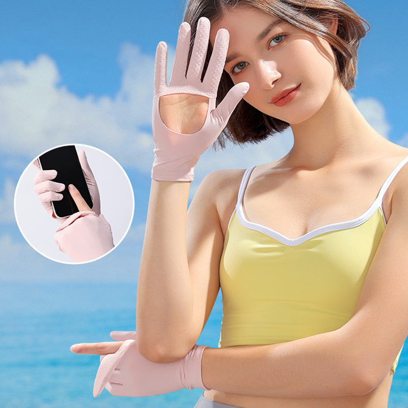 GOLOVEJOY XG72 1 Pair Cycling Cooling Ice Silk Gloves Anti-UV Hand Protector