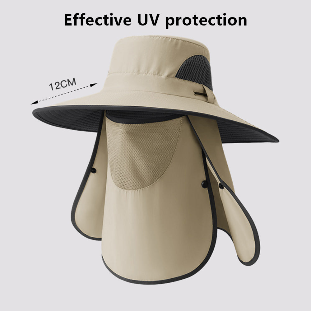 XMZ273 55-60CM UV Protection Nylon Fishing Hat Cap with Detachable Face Cover