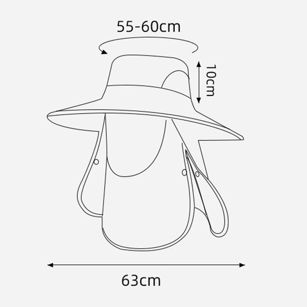 XMZ273 55-60CM UV Protection Nylon Fishing Hat Cap with Detachable Face Cover