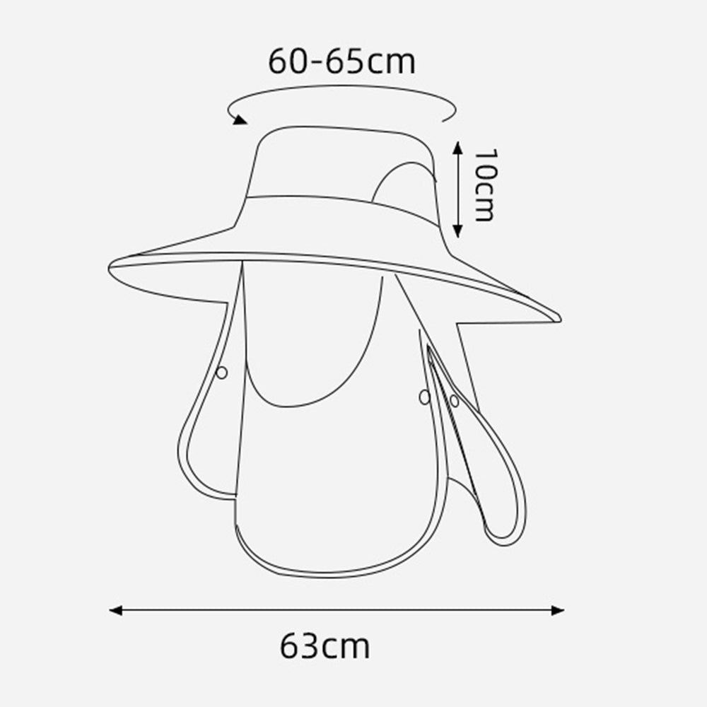 XMZ273 60-65CM Nylon Fishing Hat UV Protection Cap with Detachable Face Cover