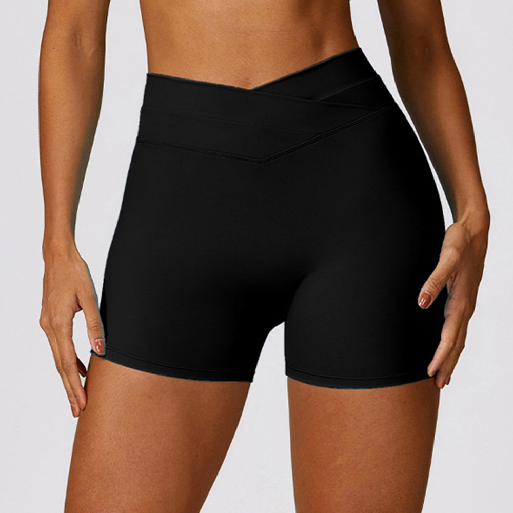 8578 Women's High Waist Tights Shorts Butt Lifting Workout Running Yoga Short Pants