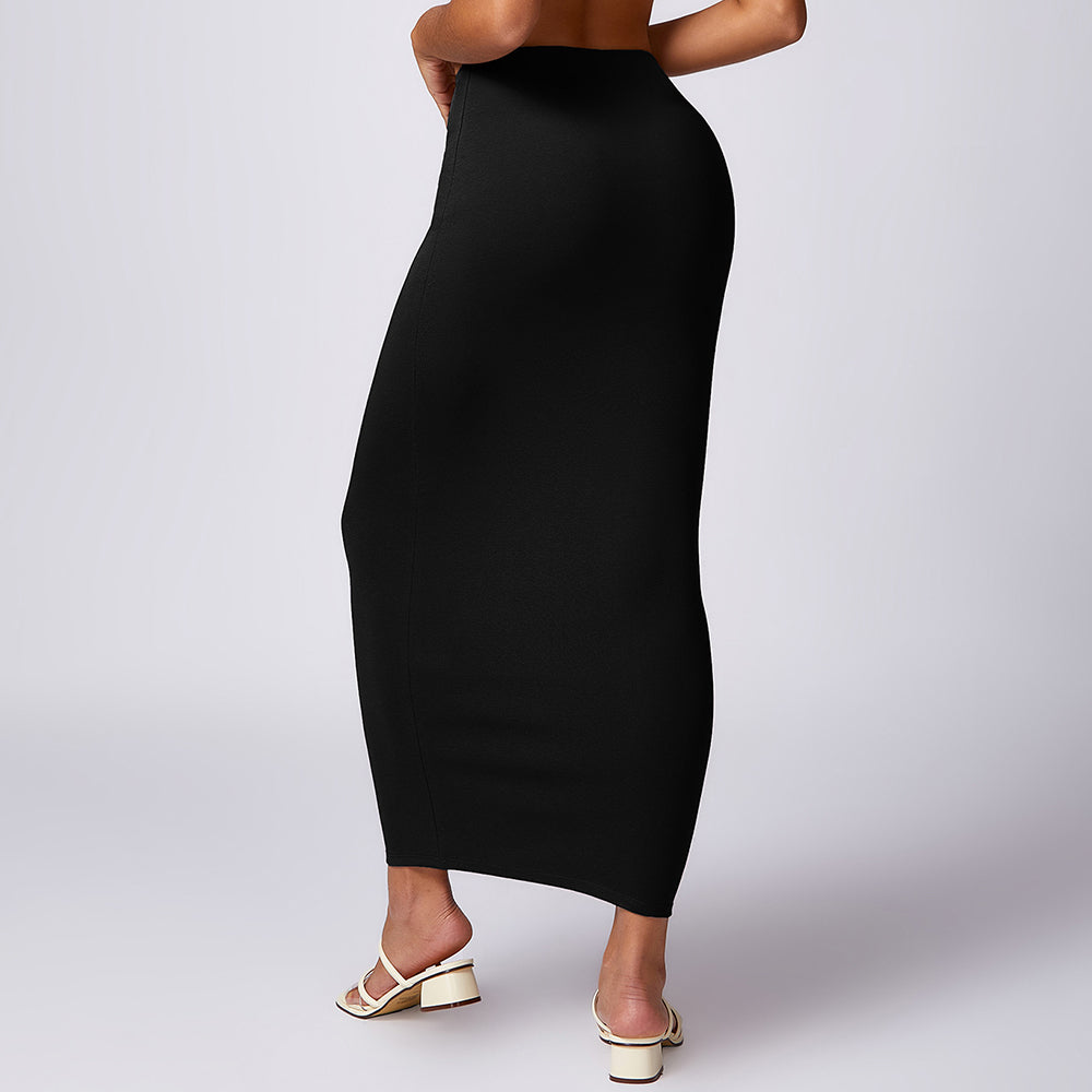 8713 Long Maxi Skirt Slim Stretch High Waist Bodycon Yoga Beach Dress Cover Up