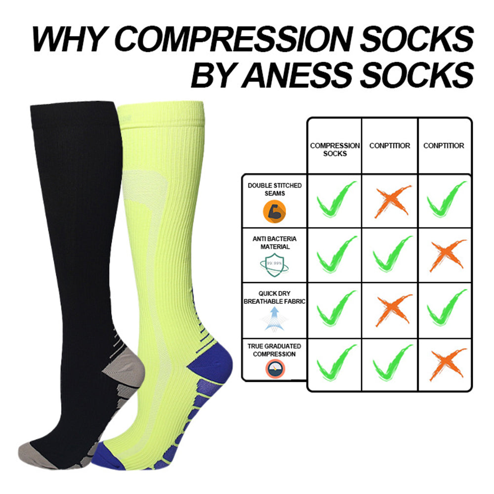 1 Pair High Compression Socks Circulation Knee High Socks Yoga Sports Hiking Running Stockings