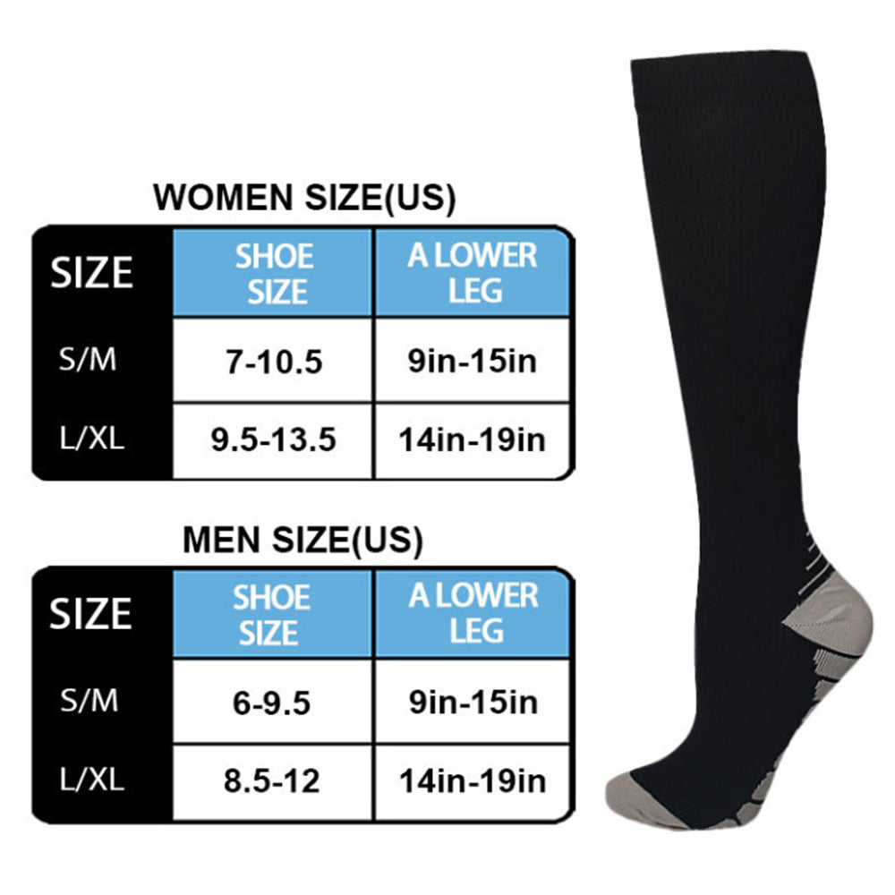 1 Pair High Compression Socks Circulation Knee High Socks Yoga Sports Hiking Running Stockings