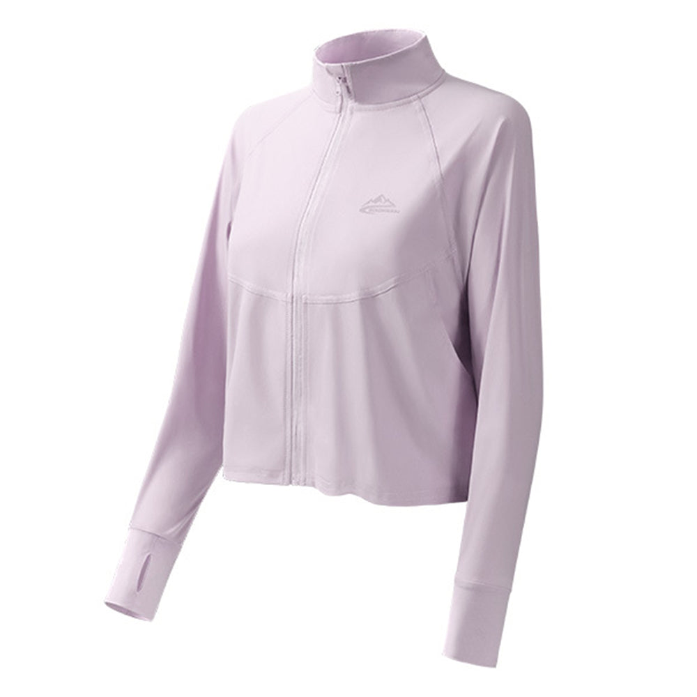 GOLOVEJOY FSY10 Anti-UV Spandex and Nylon Workout Jackets Long Sleeve Full Zip Cropped Shirts