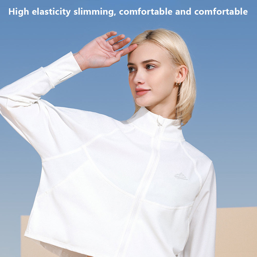 GOLOVEJOY FSY10 Anti-UV Spandex and Nylon Workout Jackets Long Sleeve Full Zip Cropped Shirts