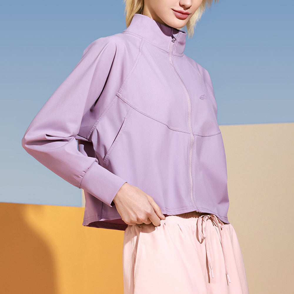 GOLOVEJOY FSY10 Anti-UV Spandex and Nylon Workout Jackets Long Sleeve Full Zip Cropped Shirts