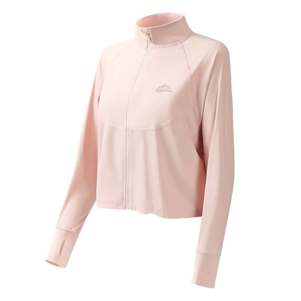GOLOVEJOY FSY10 Anti-UV Spandex and Nylon Workout Jackets Long Sleeve Full Zip Cropped Shirts