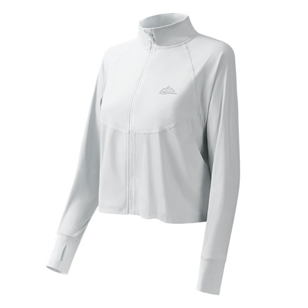 GOLOVEJOY FSY10 Anti-UV Spandex and Nylon Workout Jackets Long Sleeve Full Zip Cropped Shirts