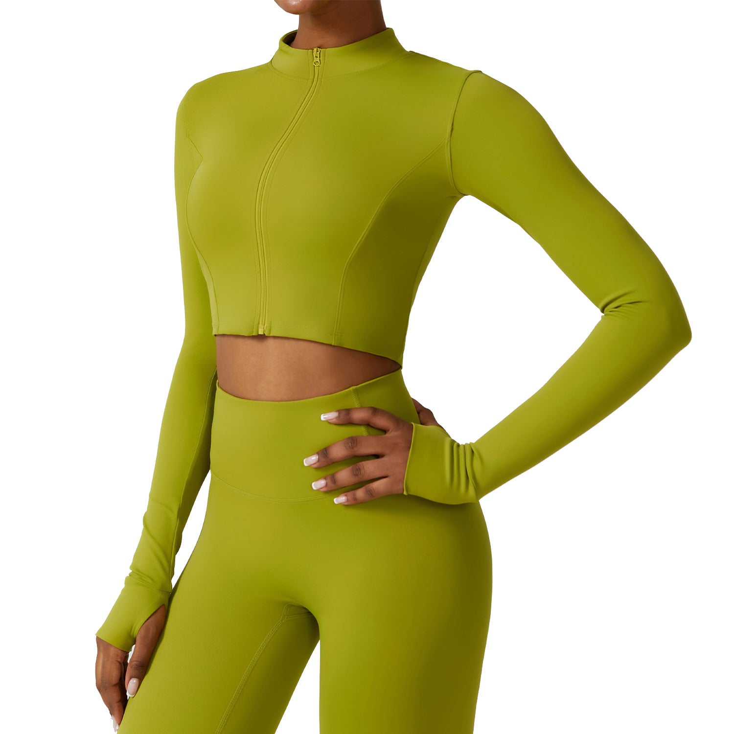 8047 Women Zippered Long Sleeve Yoga Coat Slim Fit Quick-drying Fitness Running Sports Top