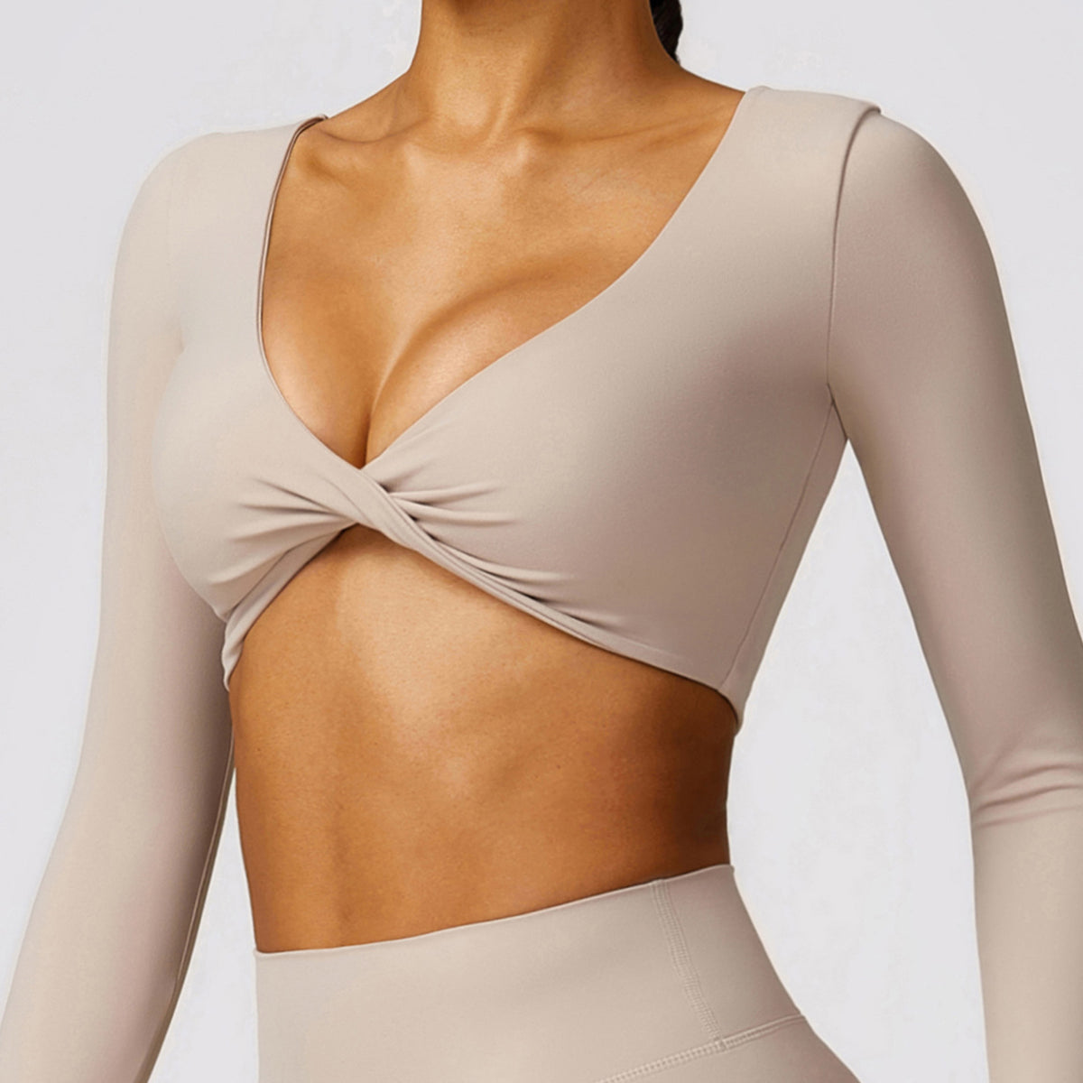 8552 Women Yoga Seamless Long Sleeve Crop Top and Shorts Pants