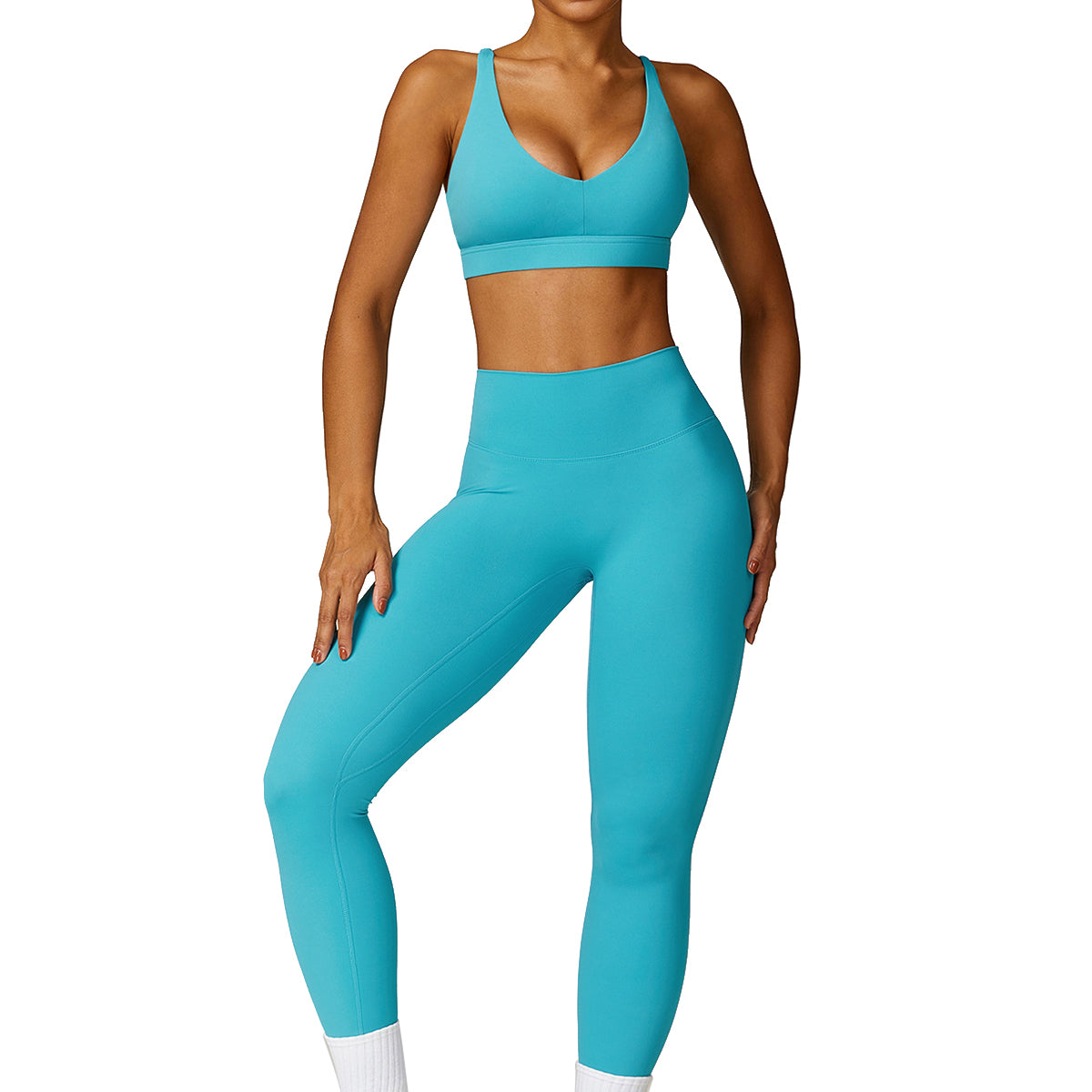 8552 Women Backless Criss-Cross Bra and Fitness Yoga Leggings