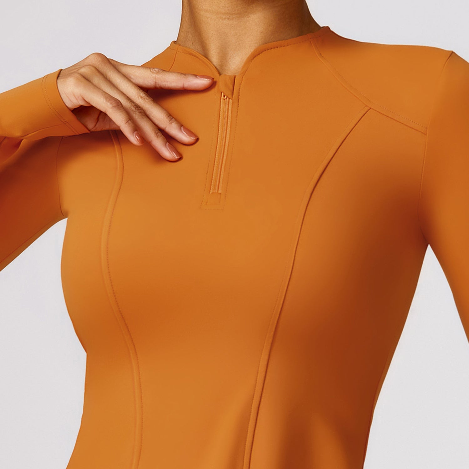 8455 Women Yoga Sports Suit Zipper Design Long Sleeve T-shirt Fitness Top and Pants