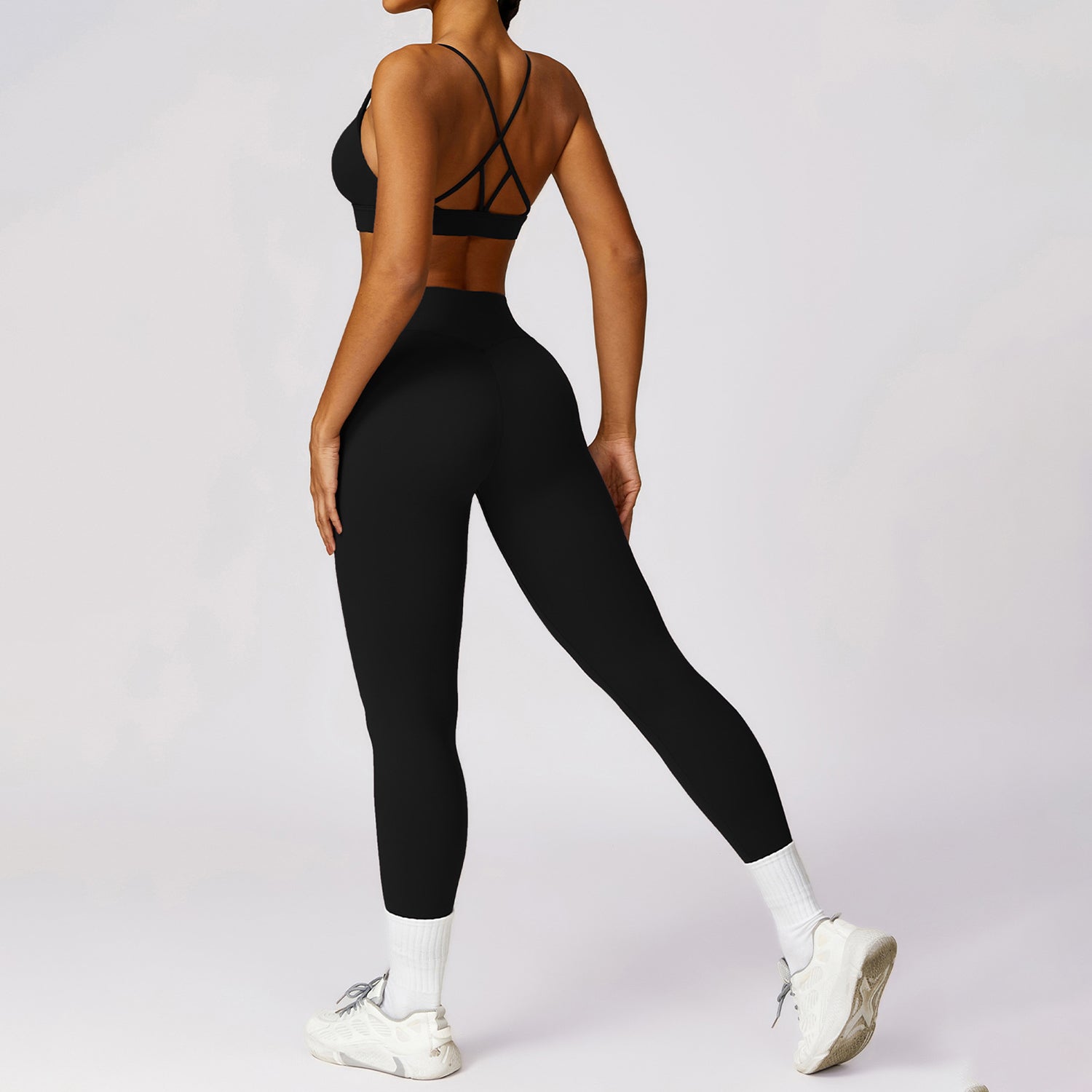8455 Women Sports Suit Solid Color Slim Fit Yoga Fitness Bra and Pants