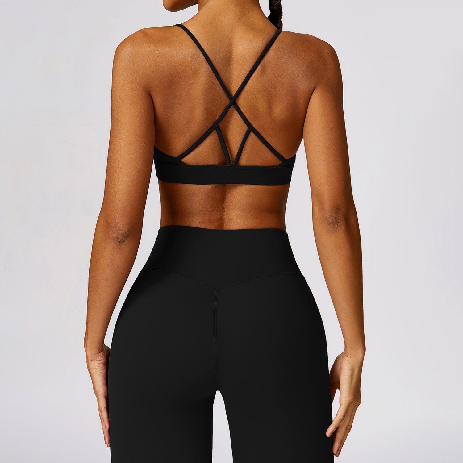 8455 Women Sports Suit Solid Color Slim Fit Yoga Fitness Bra and Pants