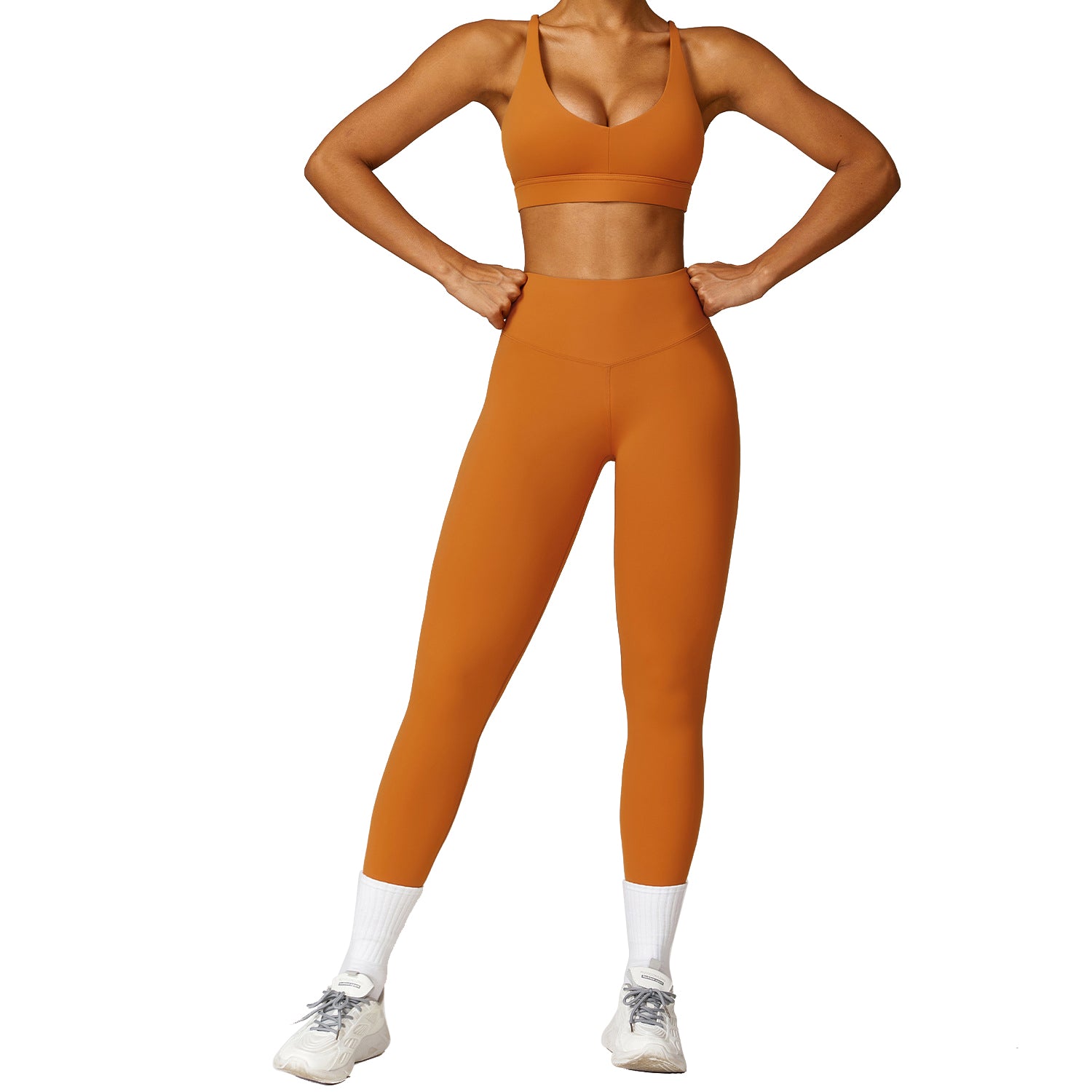 8455 Women Sports Suit Solid Color Slim Fit Yoga Fitness Bra and Pants