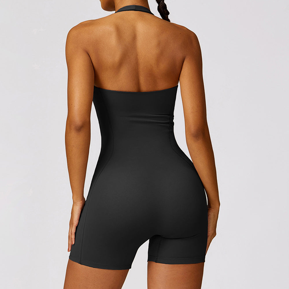 8536 Yoga Bodysuit Halter Women Rompers Sleeveless Short Jumpsuits Padded Seamless Jumpsuit